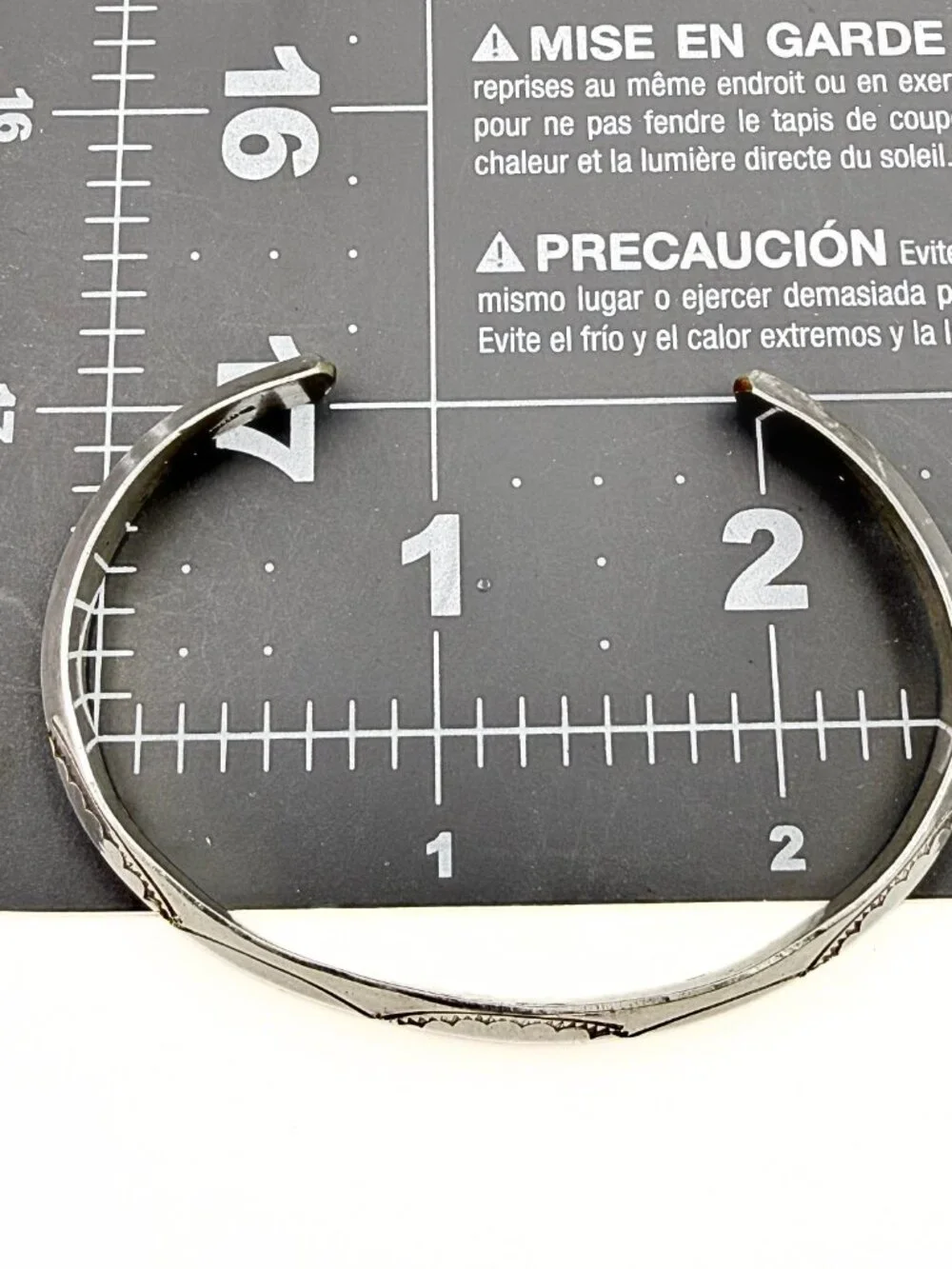 Geometric Hand Stamped Sterling Silver Carinated Stackable Cuff Bracelet